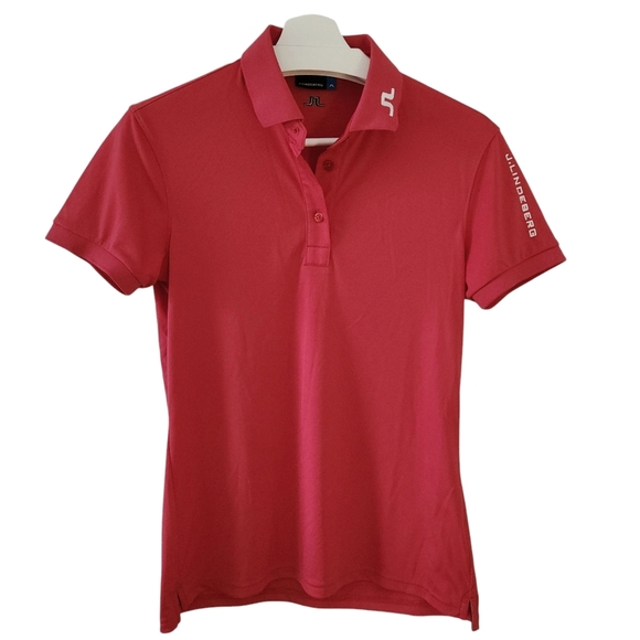 J. LINDEBERG Tour tech slim fit polo golf pink (coral) large - Picture 2 of 10